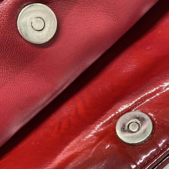 Auth DIOR/ChristianDior Cannage Stitch Red Patent Leather Clutch Bag - Picture 15 of 16